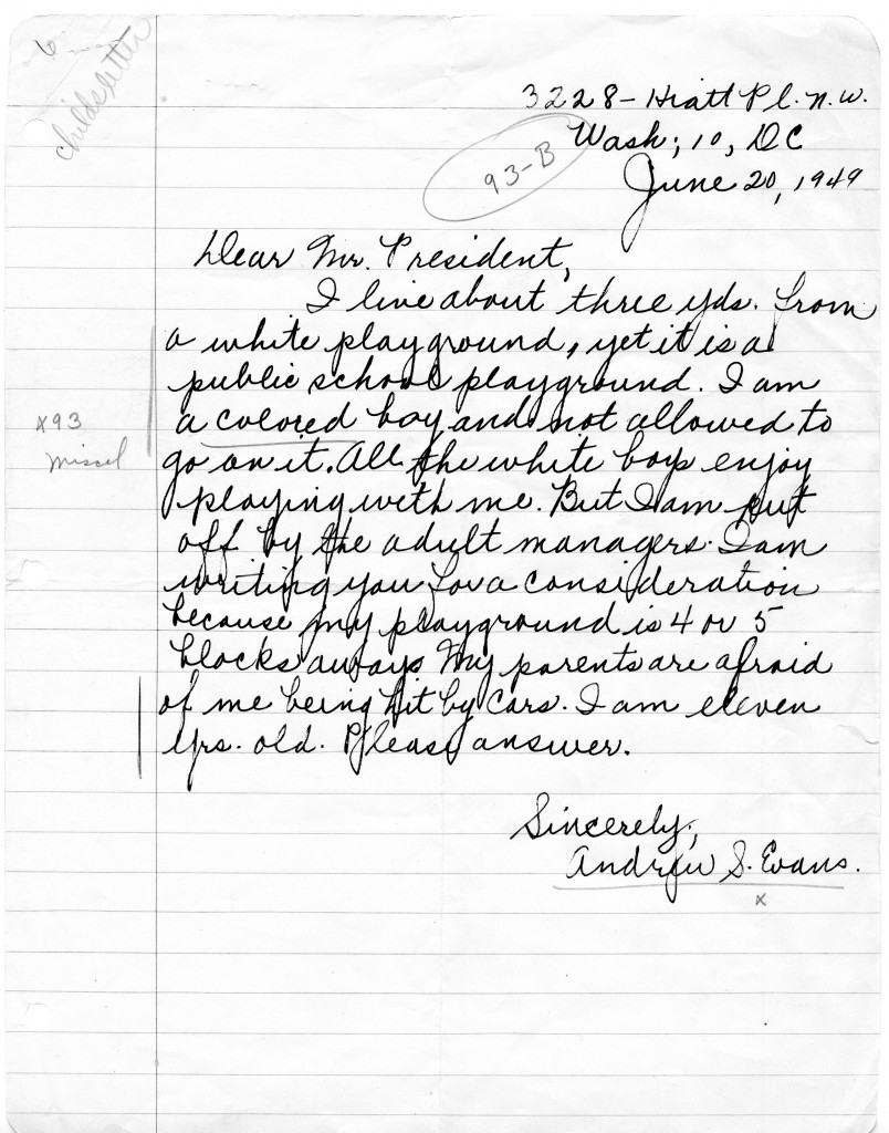 Letter from Andrew S. Evans to President Harry S. Truman, 6-20-1949 (Archives ID 7542723)