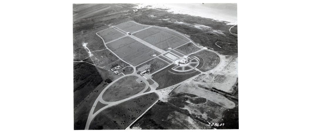 Aerial view of cemetery in Normandy