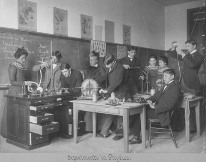 Boys and Girls Conducting Physics Experiments at the Carlisle Indian School in Pennsylvania