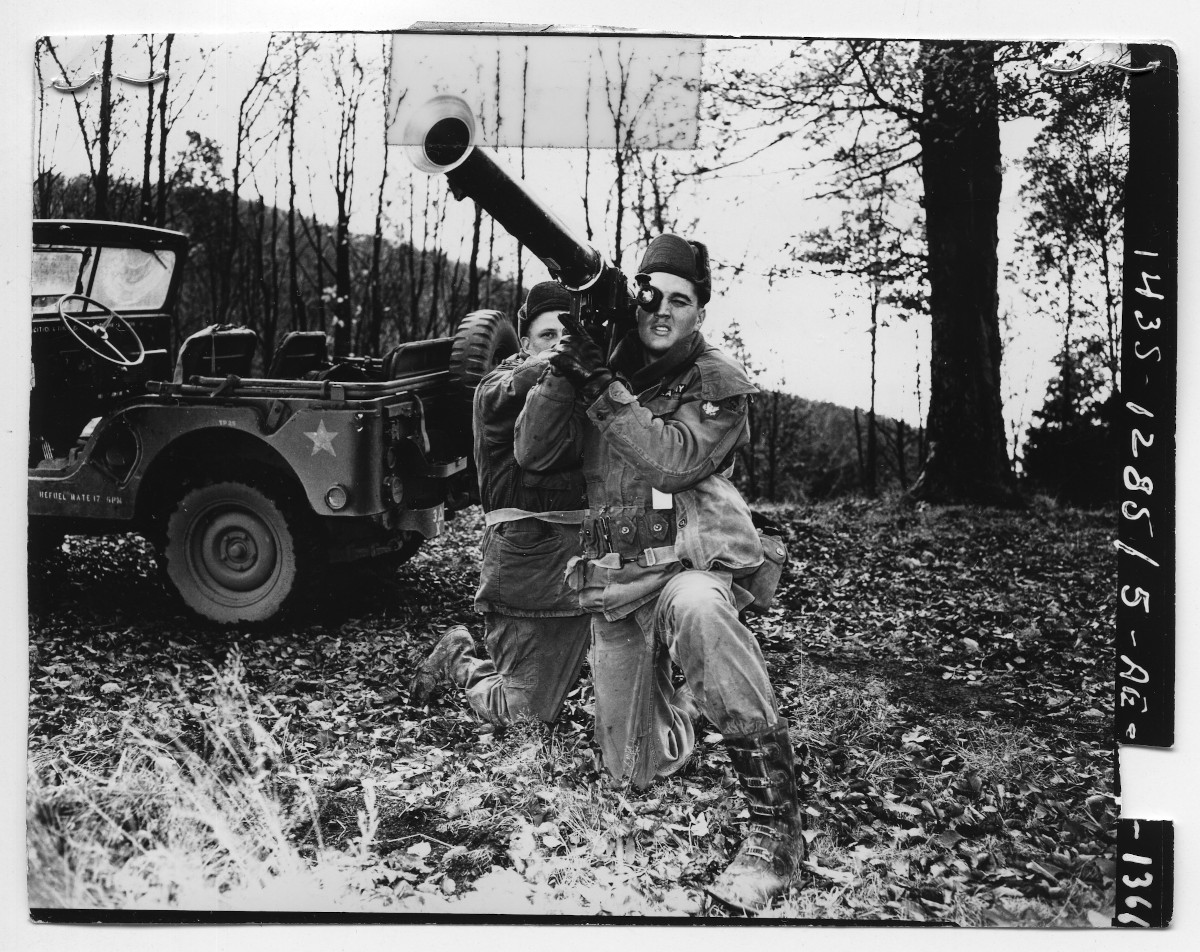 Elvis training with rocket launcher in Wildflecken, Germany